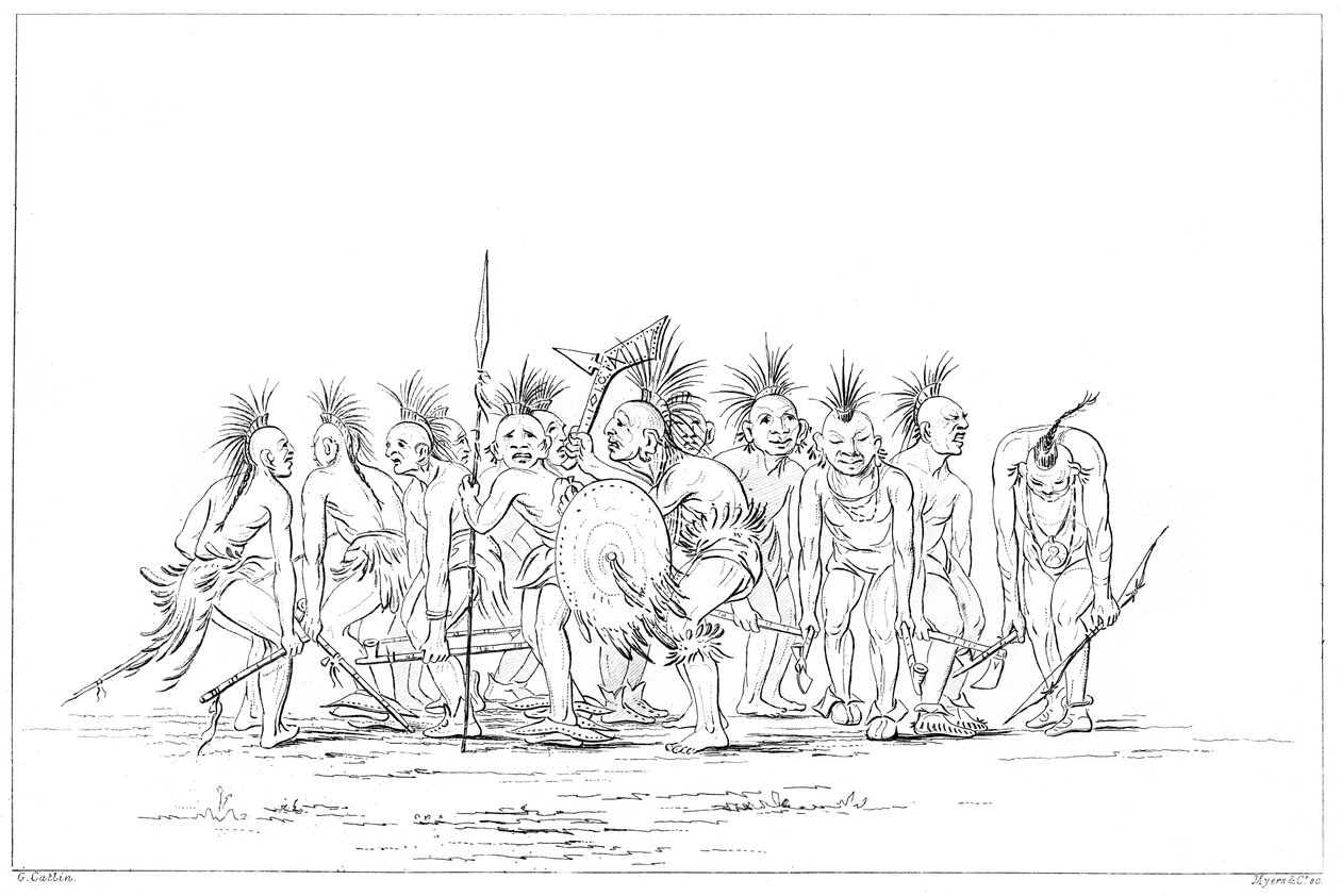 Danza de mendicidad, Sac y Fox, Rock Island, Alto Mississippi, 1841 de Myers and Co