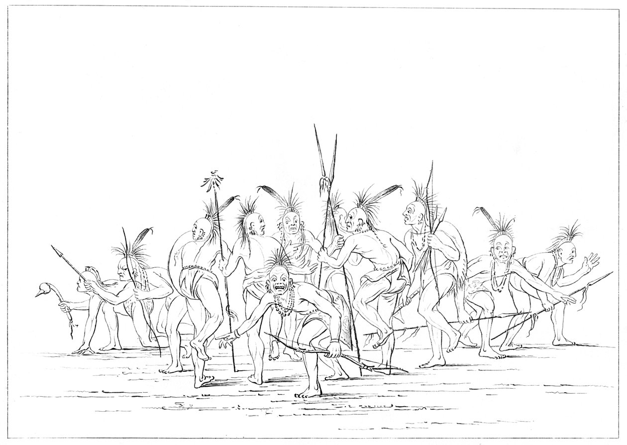 Danza del Descubrimiento, Sac y Fox, Rock Island, Alto Mississippi, 1841 de Myers and Co