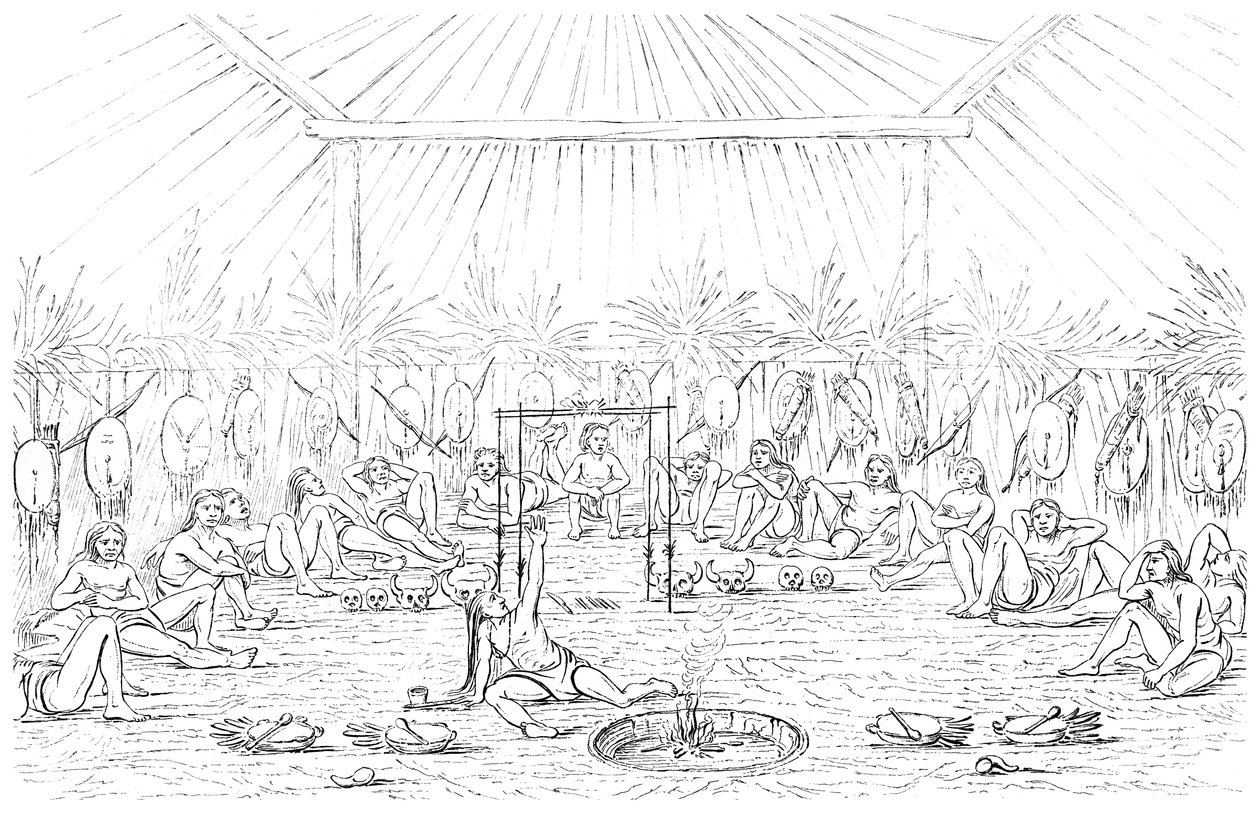 Hombre medicina y interior de tipi, 1841 de Myers and Co