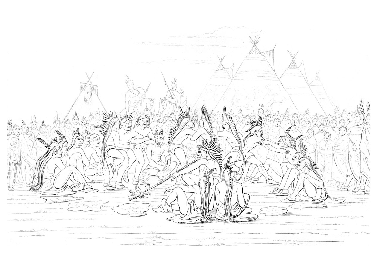 Danza de la pipa de los nativos americanos, 1841 de Myers and Co