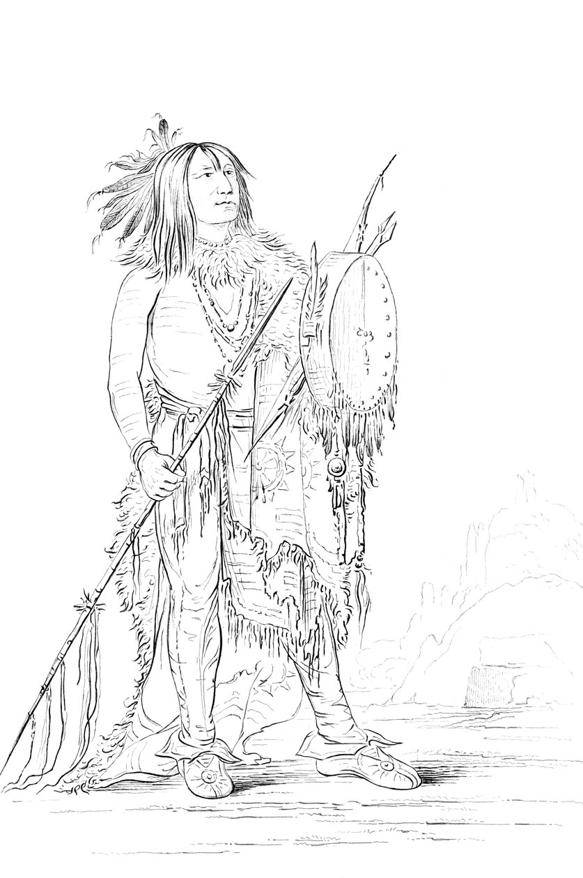 Retrato de White Buffalo, hombre nativo americano de Myers and Co