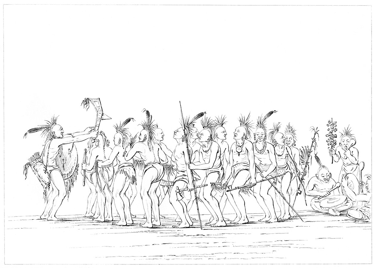 Danza de esclavos, Sac y Fox, Rock Island, Alto Mississippi, 1841 de Myers and Co