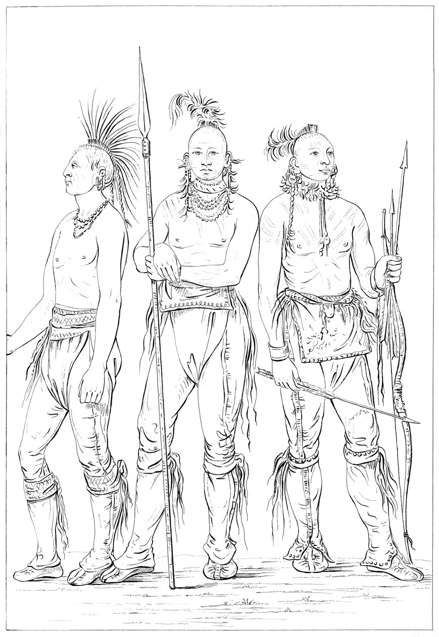 Tres valientes Osage, 1841 de Myers and Co