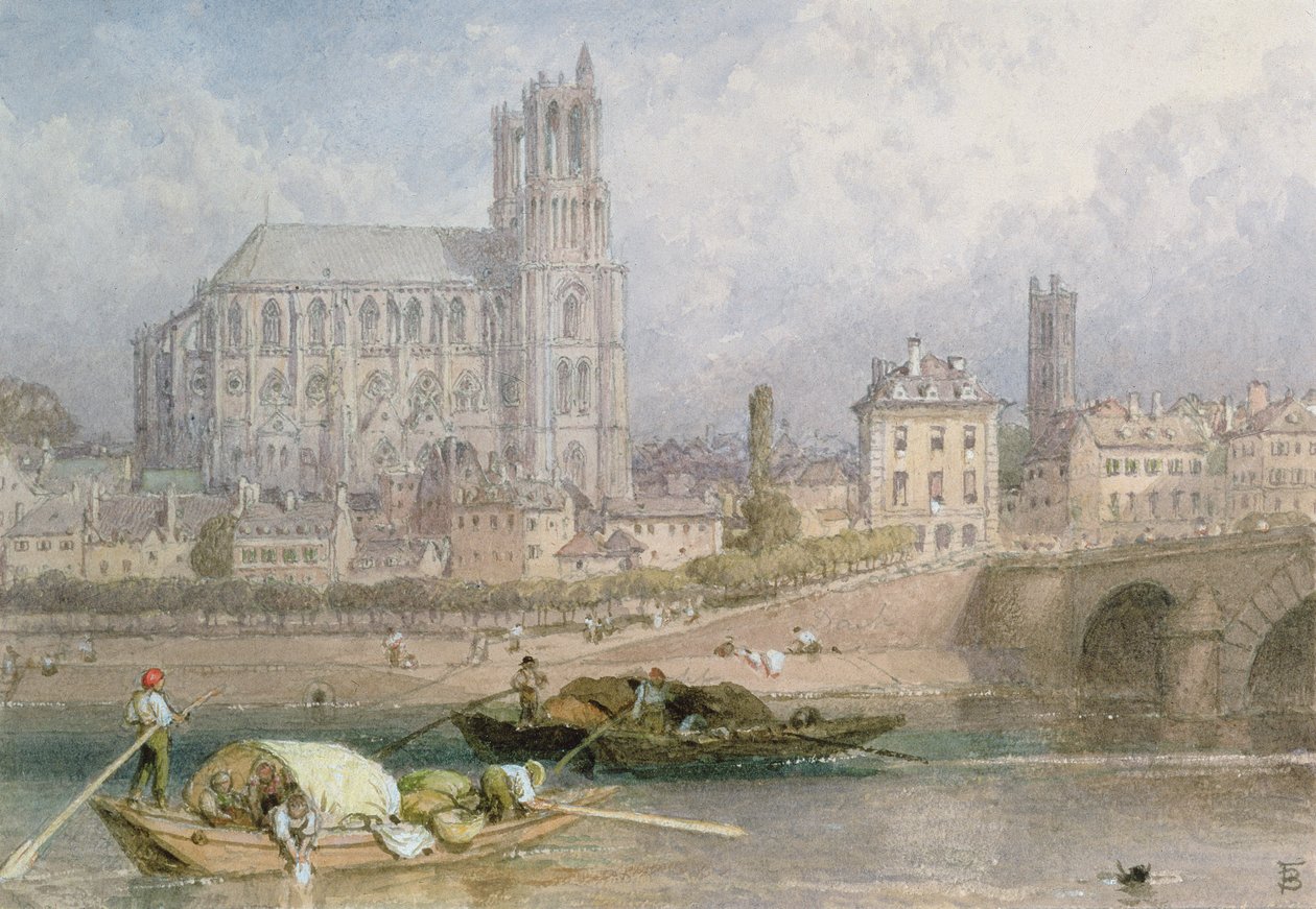 Catedral de Nantes desde el Río de Myles Birket Foster