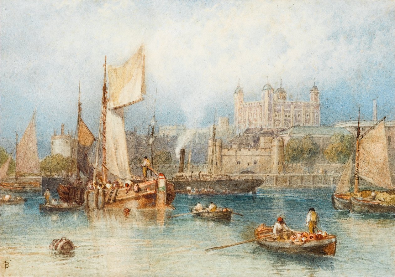La Torre de Londres desde el Támesis de Myles Birket Foster
