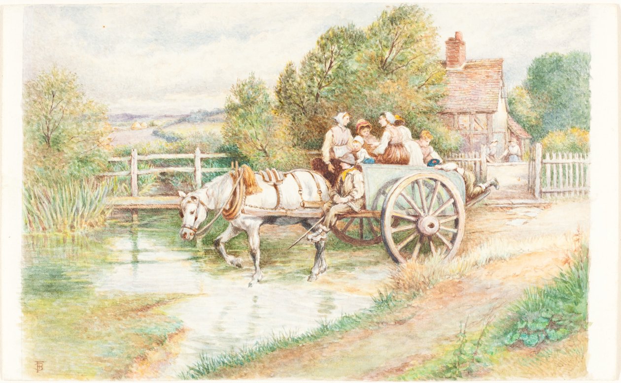 Niños en un carro de Myles Birket Foster