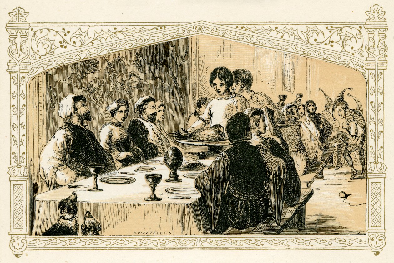 Banquete de Navidad medieval de Myles Birket Foster