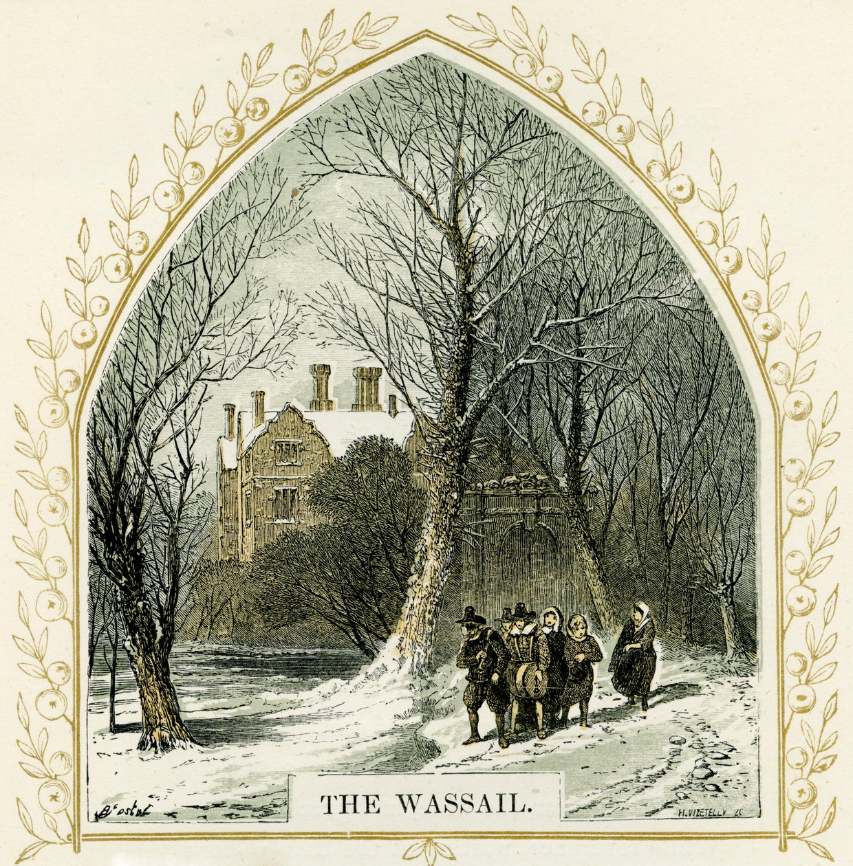 El Wassail - ilustración de Birket Foster de Myles Birket Foster