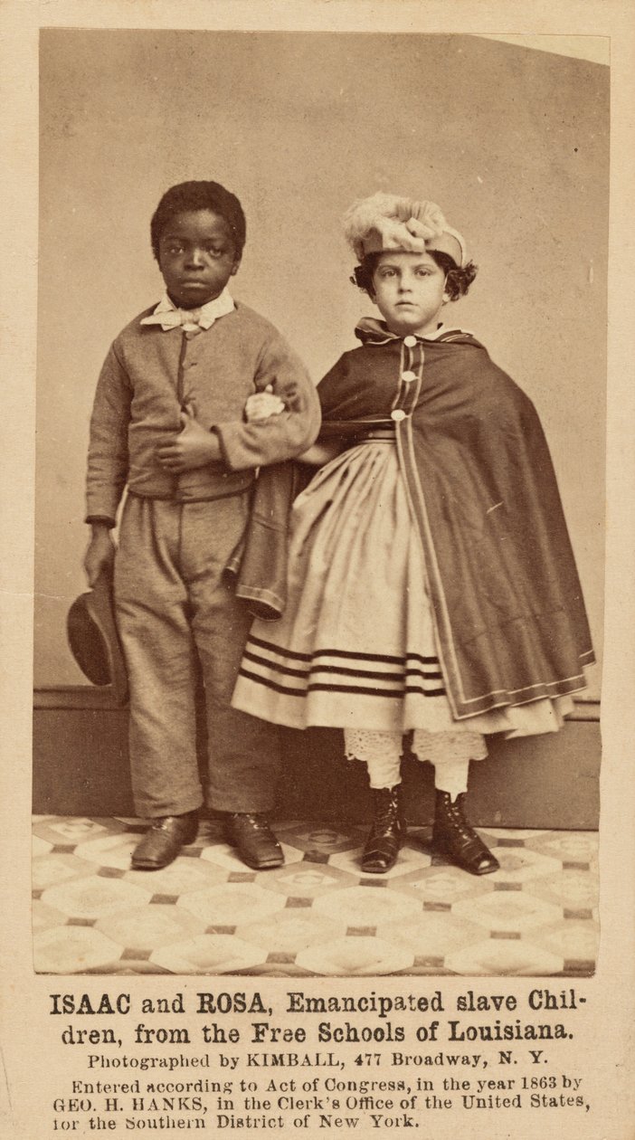 Isaac y Rosa, niños esclavos emancipados, de las Escuelas Libres de Luisiana,1863-1864 (foto) de Myron H. Kimball