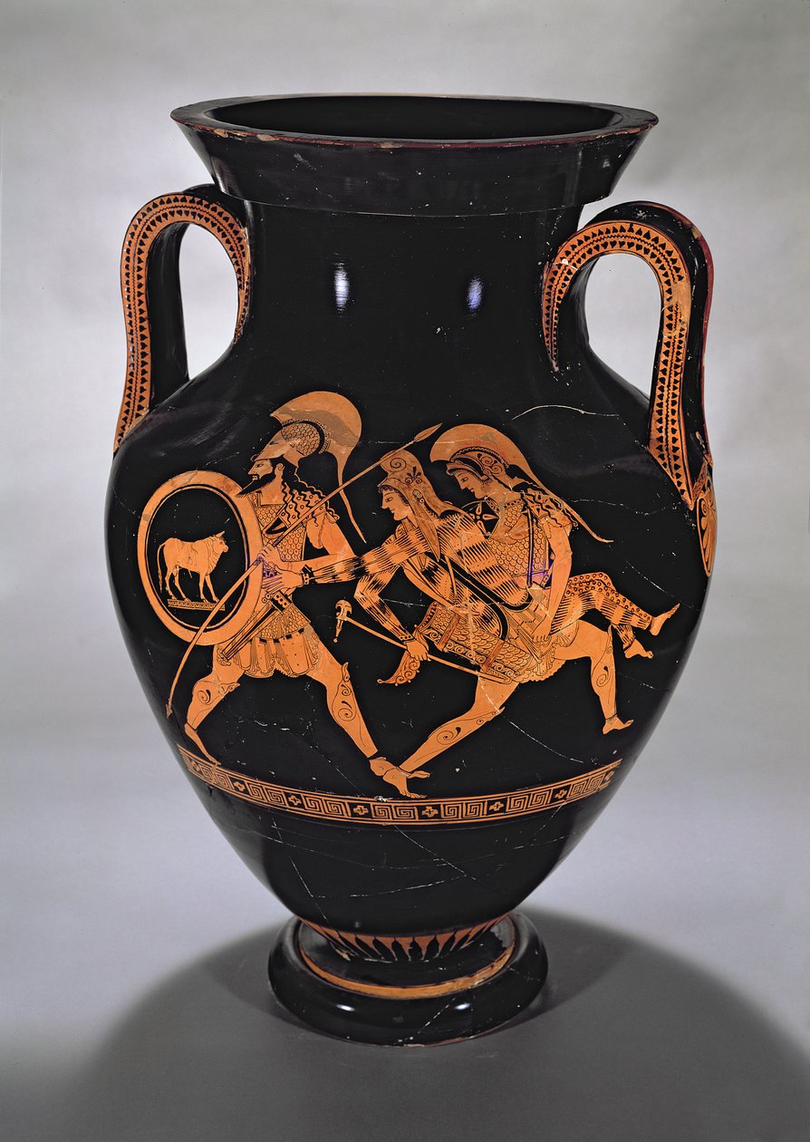 Ánfora de figuras rojas del Ático que representa el rapto de Antíope con Teseo y Pirítoo, c.500-490 a.C. (cerámica) de Myson