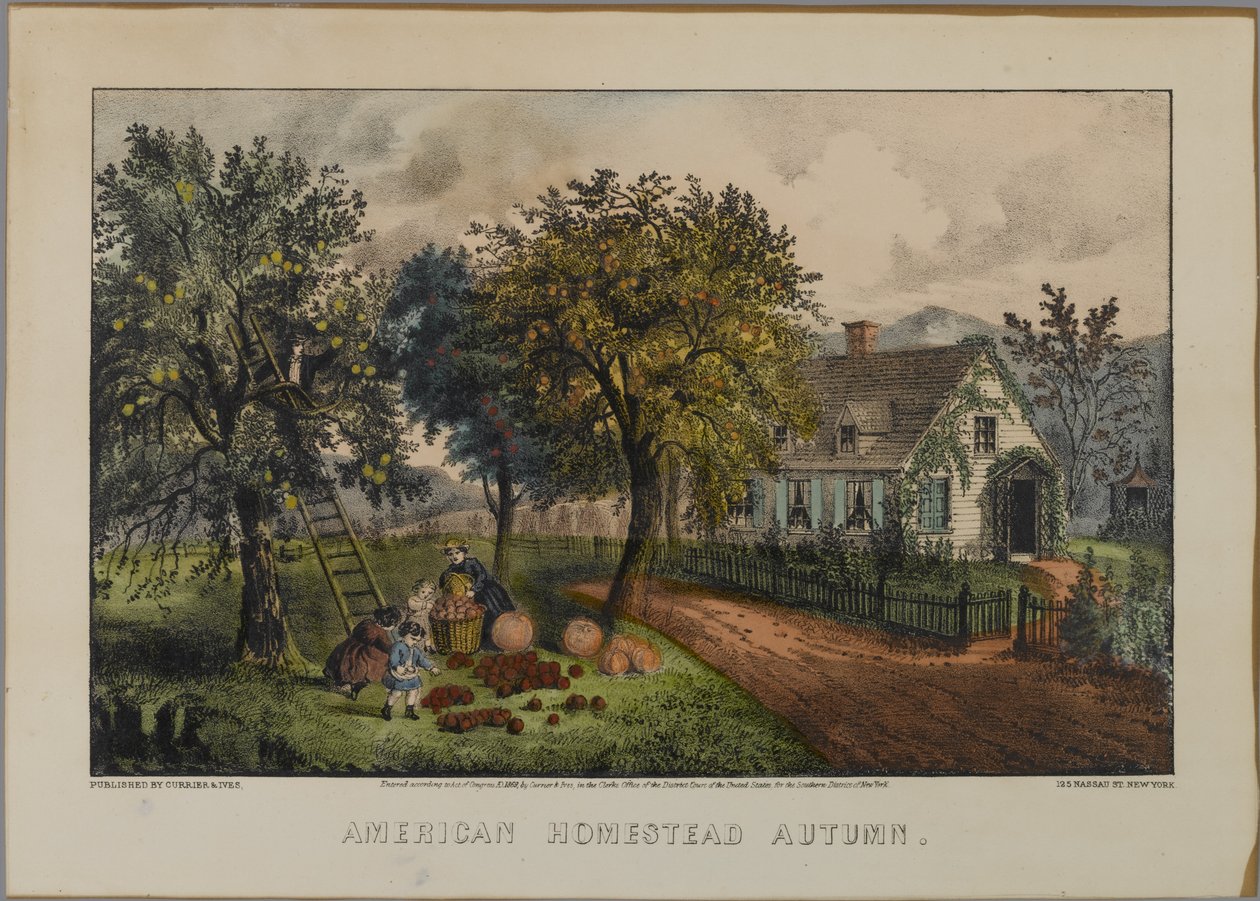 Hogar americano otoño, 1868-69 de N. and Ives, J.M. Currier