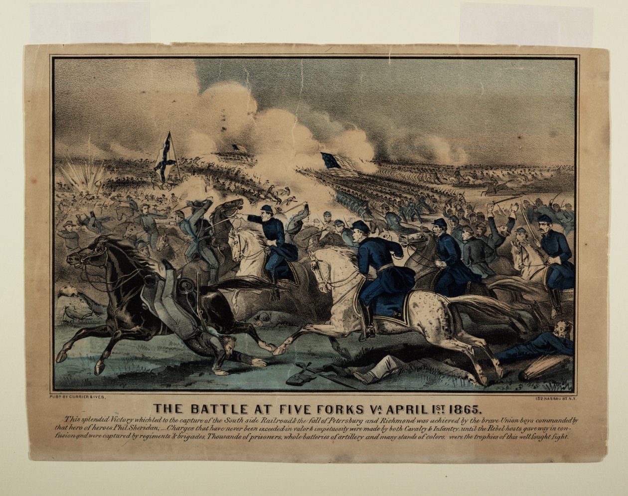 Batalla de Five Forks Va. 1 de abril de 1865 de N. and Ives, J.M. Currier