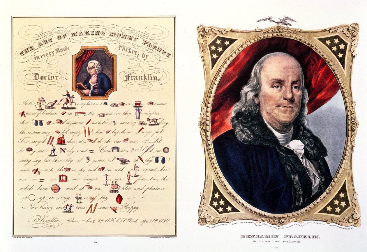 Benjamin Franklin, 1847 de N. and Ives, J.M. Currier