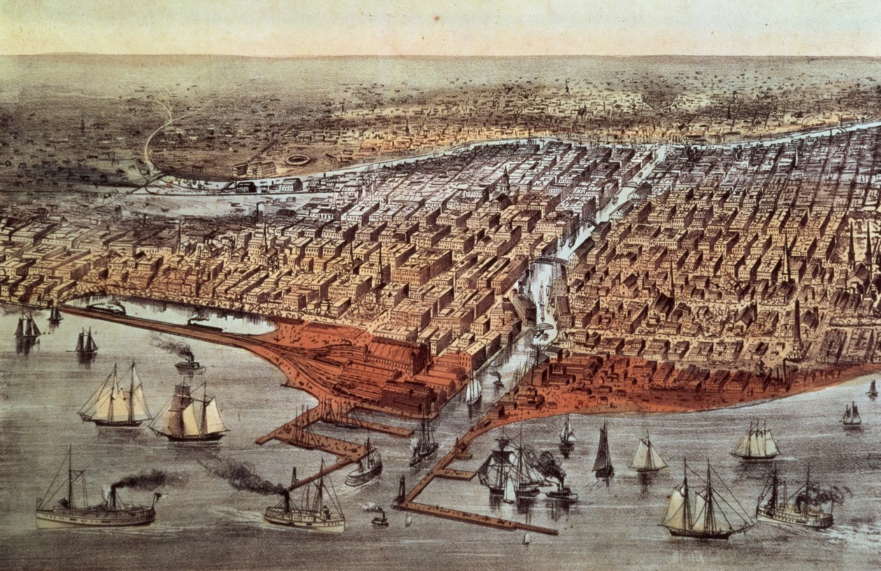 Chicago Como Era, c.1880 de N. and Ives, J.M. Currier