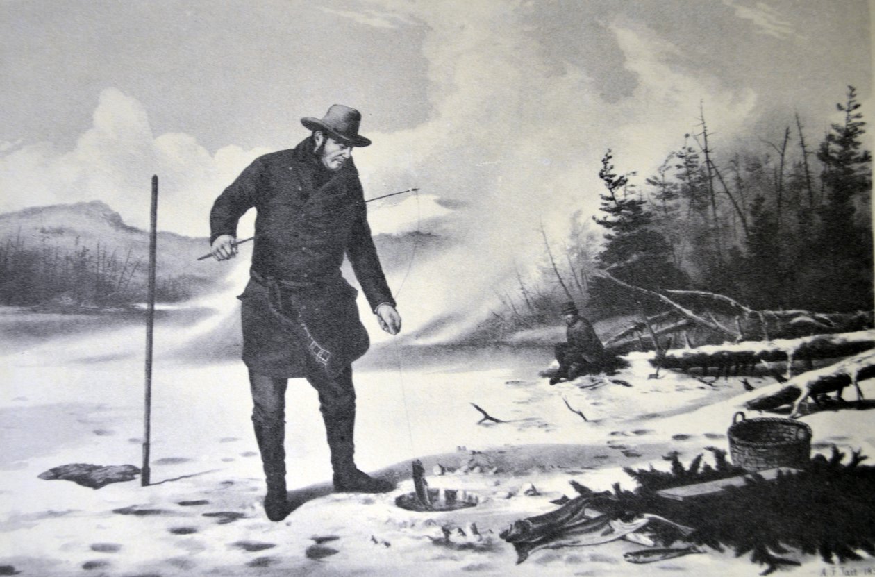 Ilustración de Currier & Ives del Siglo XIX. Deportes de Invierno Americanos de N. and Ives, J.M. Currier