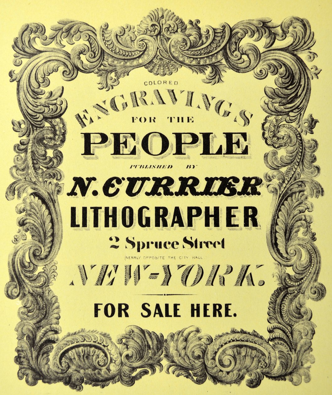 Exlibris para la página del título: Grabados coloreados para la gente de N. and Ives, J.M. Currier