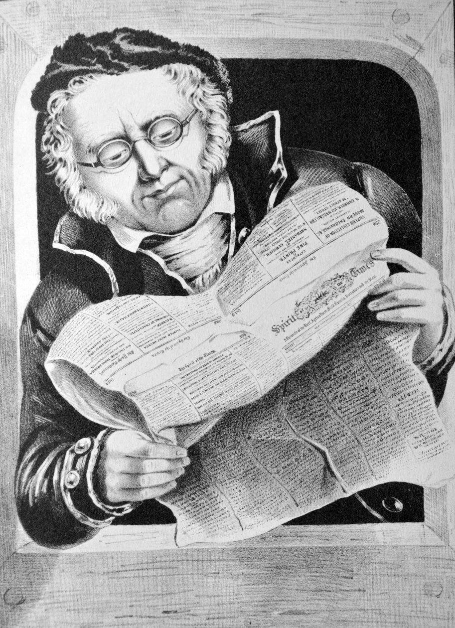 Ilustración de Currier & Ives del Siglo XIX. Mirando Adentro de N. and Ives, J.M. Currier