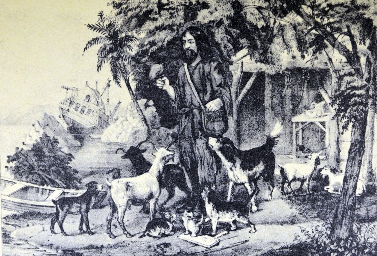 Robinson Crusoe y sus mascotas de N. and Ives, J.M. Currier