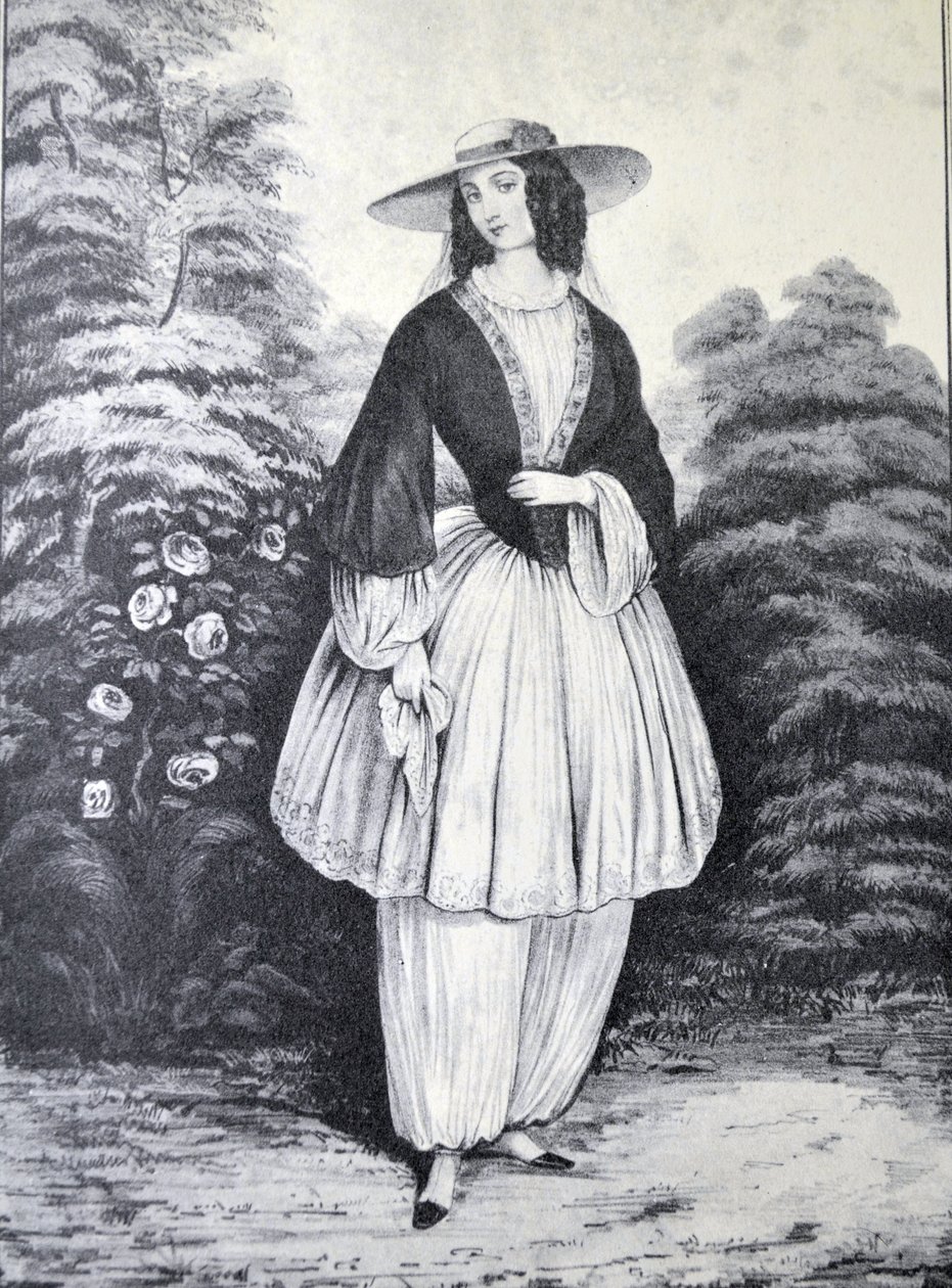 Ilustración de Currier & Ives del Siglo XIX. El Traje Bloomer de N. and Ives, J.M. Currier