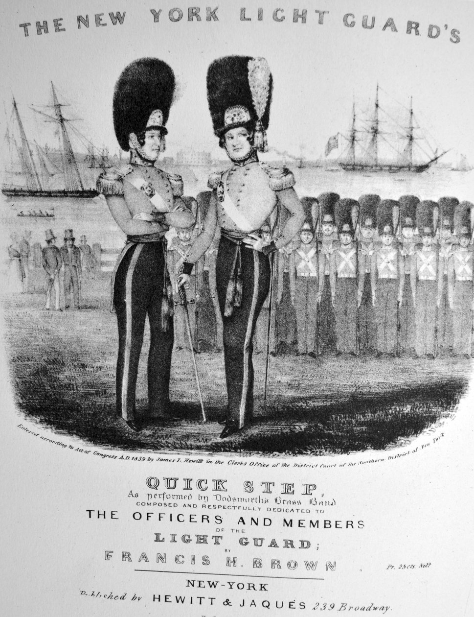 Ilustración de Currier & Ives del Siglo XIX. El Paso Rápido de la Guardia Ligera de Nueva York de N. and Ives, J.M. Currier