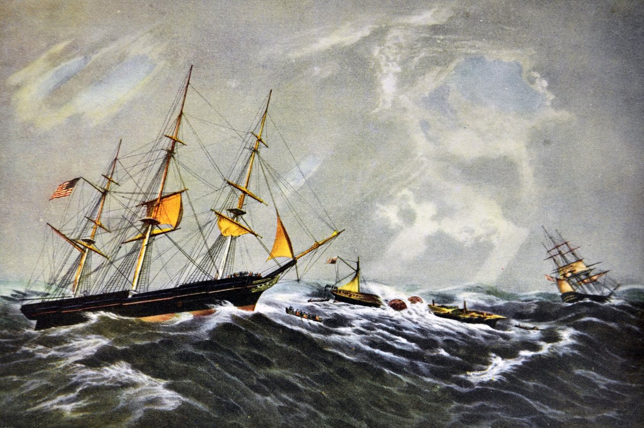 El naufragio del barco de vapor San-Francisco de N. and Ives, J.M. Currier