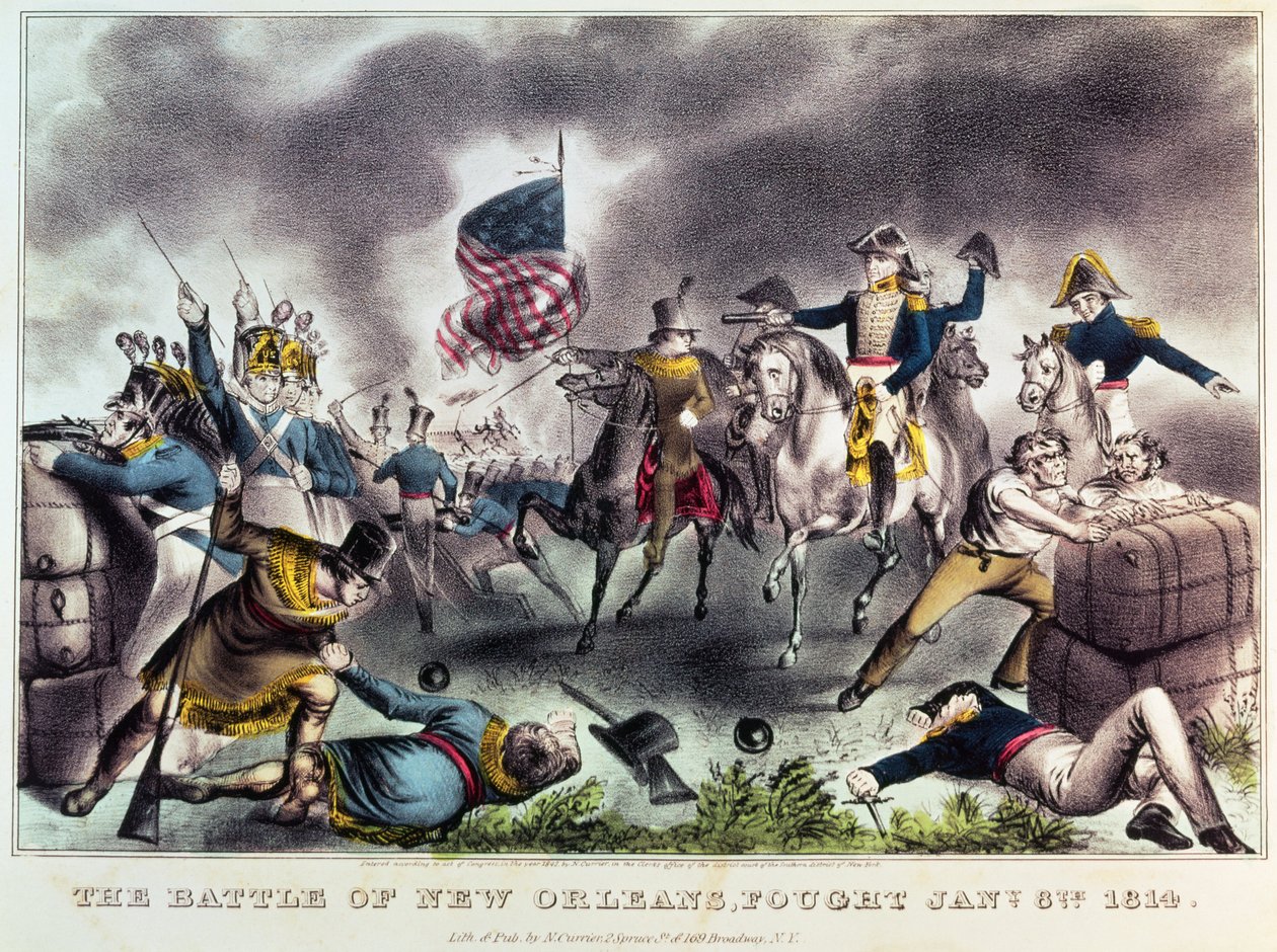 La batalla de Nueva Orleans, 8 de enero de 1814 de N. and Ives, J.M. Currier