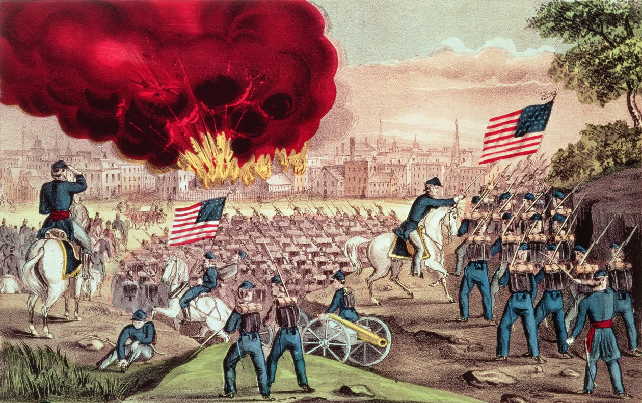 La captura de Atlanta por el ejército de la Unión, 2 de septiembre de 1864 de N. and Ives, J.M. Currier