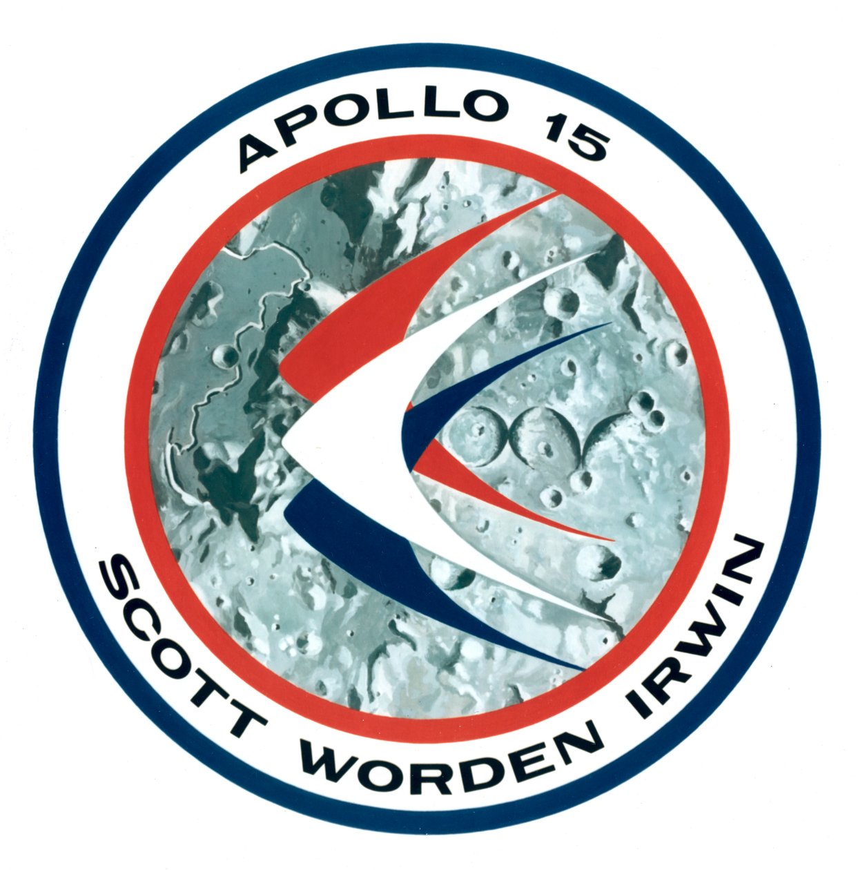 La insignia de la misión lunar Apollo 15, 1971 de NASA Images