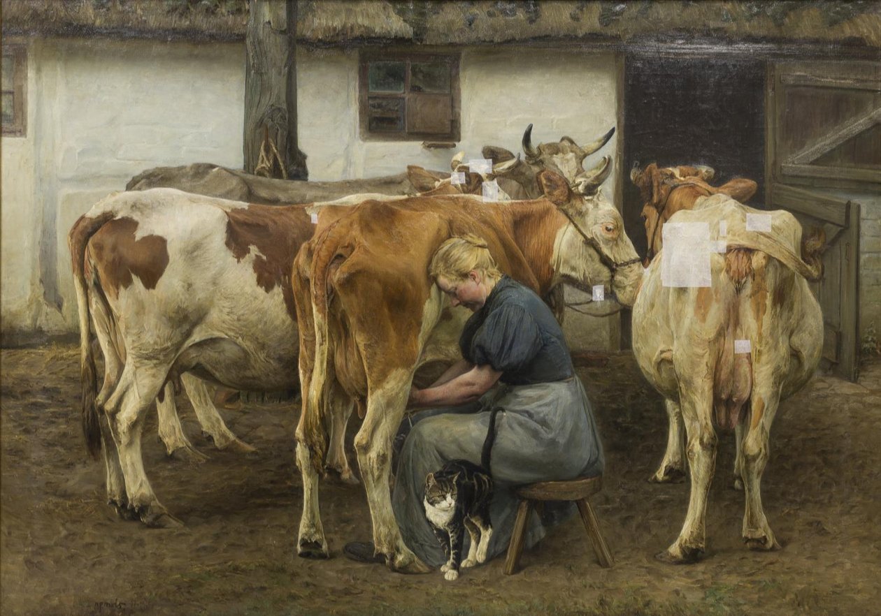 Ordeñando las vacas. Jutlandia Occidental de N.P. Mols