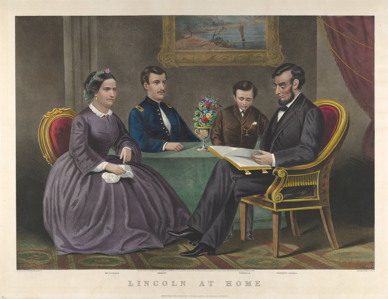 Lincoln en casa, 1867 de Nathaniel Currier