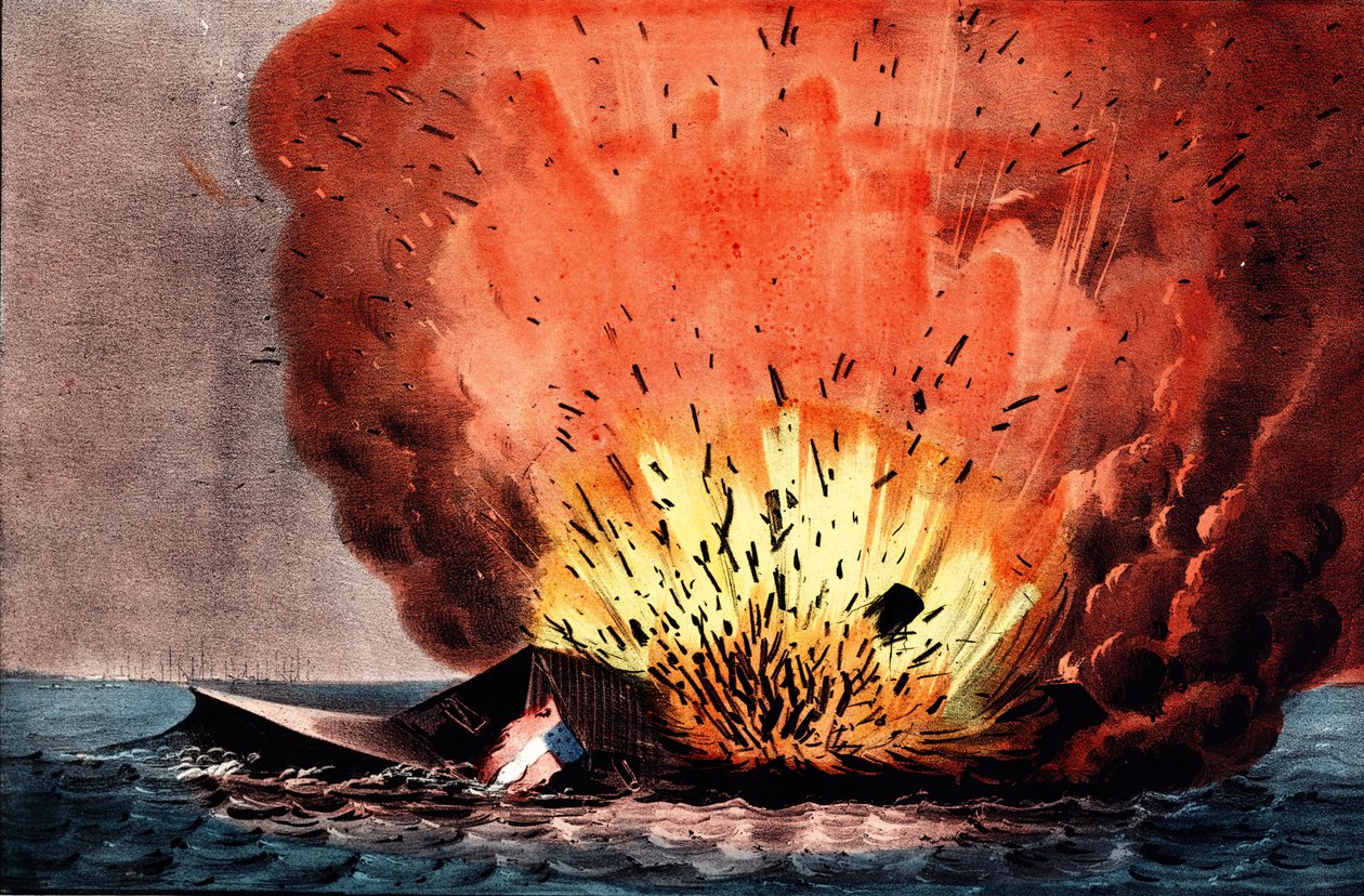 Guerra Civil Americana (1861-1865): batalla de Hampton Roads 8-9 de marzo de N. and Ives J.M. (1824-95) Currier