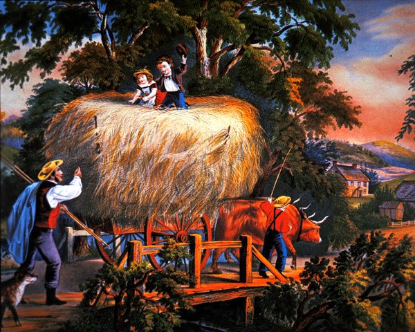 Vida rural americana: Tiempo de heno - La última carga de Currier and Ives