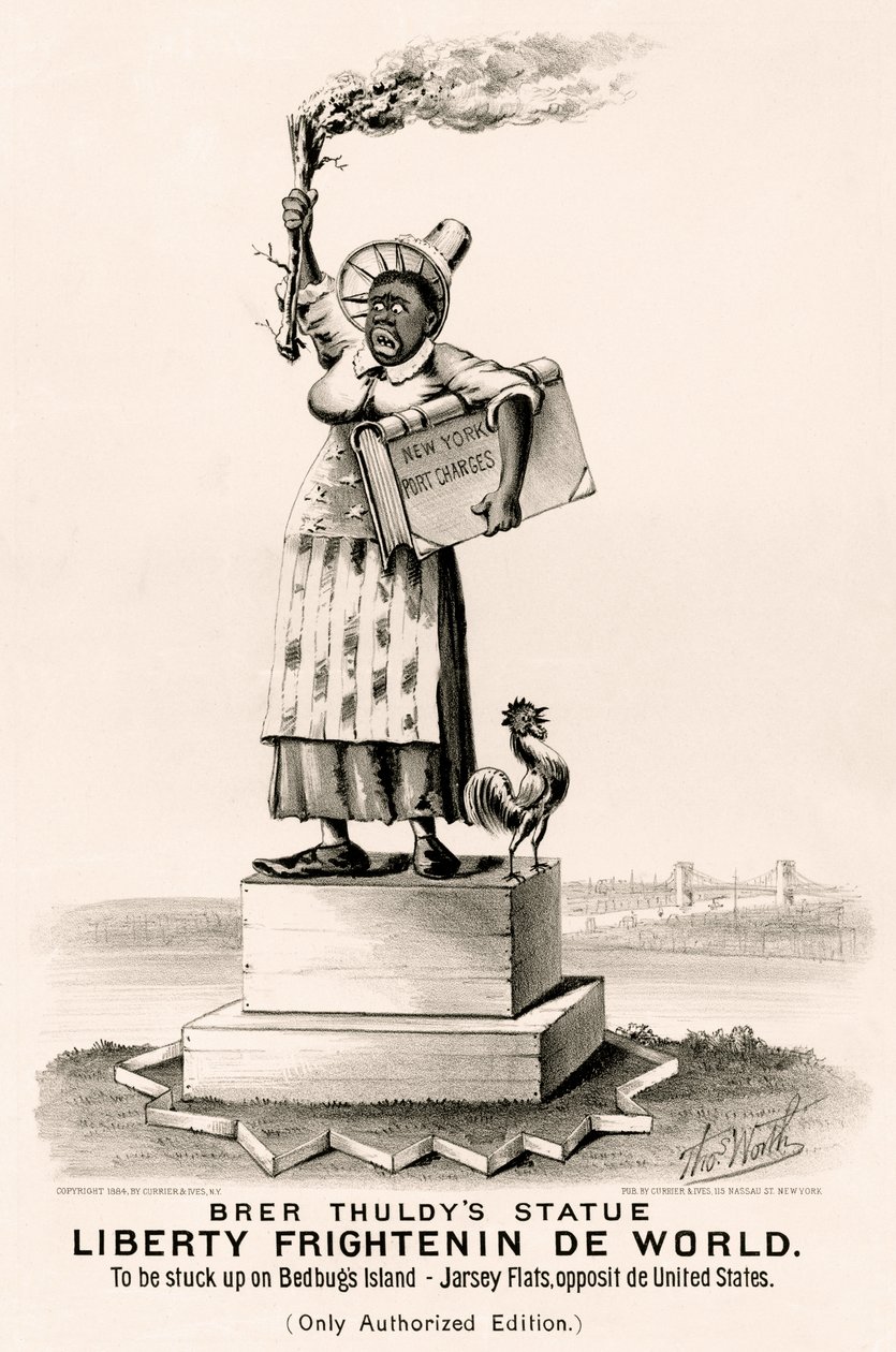 La Estatua de la Libertad de Brer Thuldy asusta al mundo: Estar en la isla de los chinches, frente a los Estados Unidos... de N. and Ives J.M. (1824-95) Currier