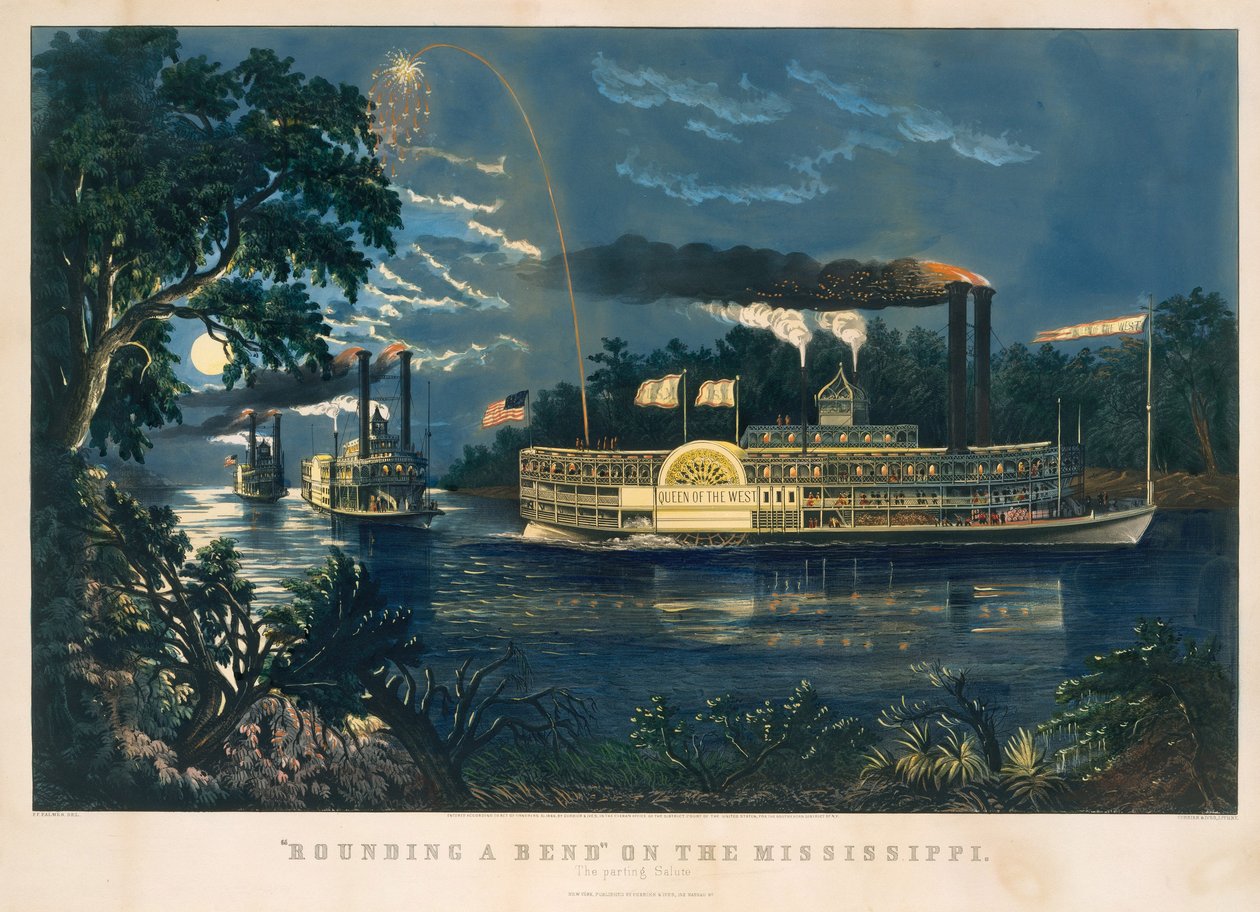"Doblado una Curva" en el Mississippi – El Saludo de Despedida de Currier and Ives