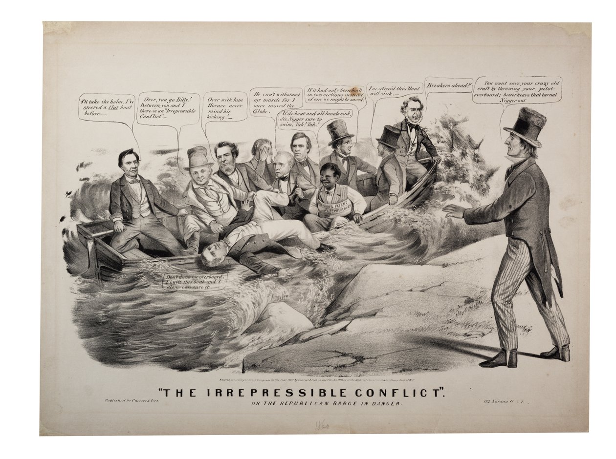 El conflicto irrefrenable o la barcaza republicana en peligro de N. and Ives J.M. (1824-95) Currier