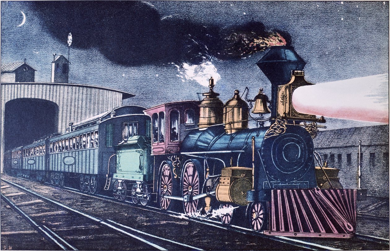El Expreso Nocturno, c.1860 de Currier and Ives