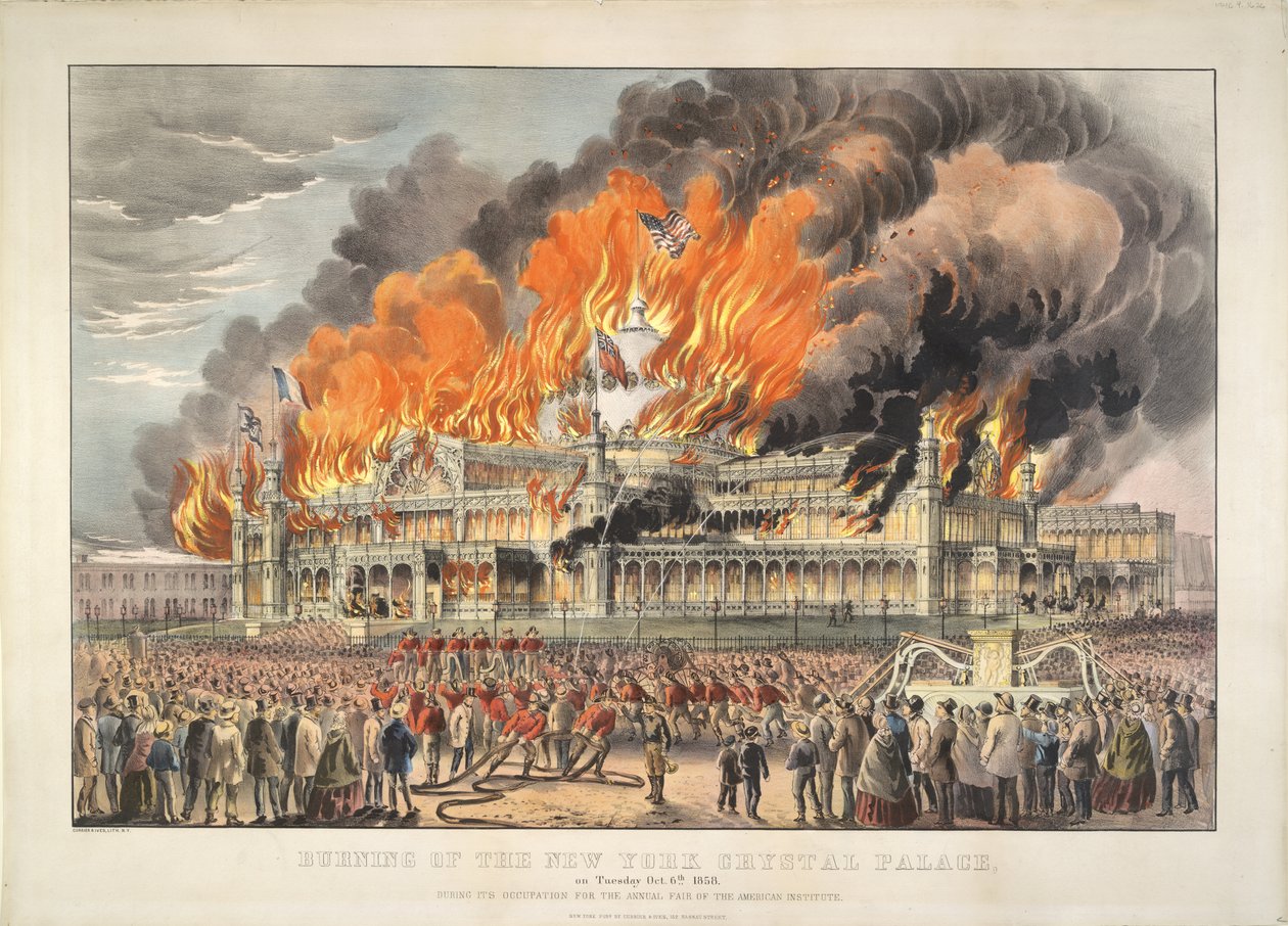 Incendio del Palacio de Cristal de Nueva York el martes 5 de octubre de 1858 de Currier and Ives