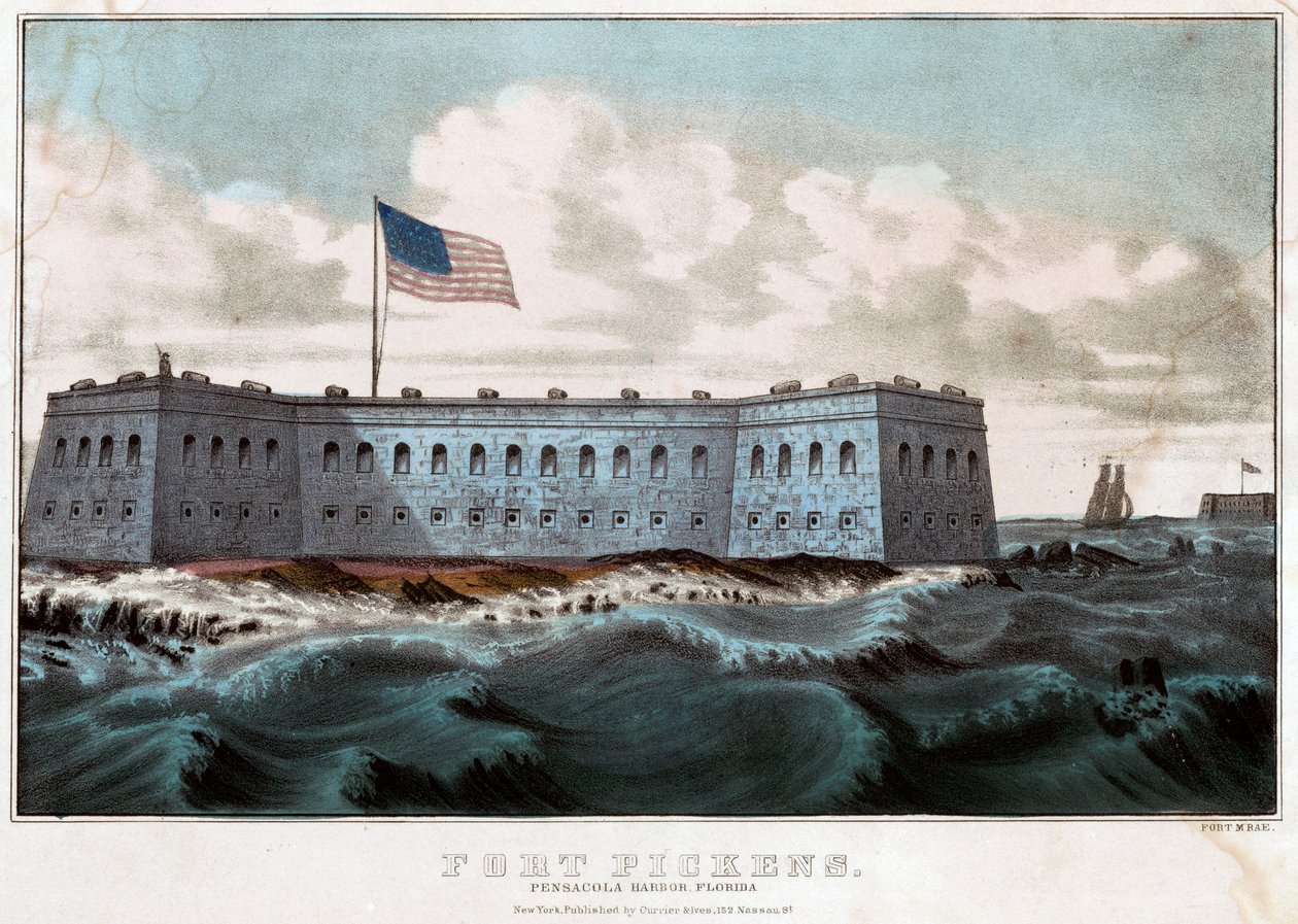 Fuerte Pickens: Puerto de Pensacola, Florida, c.1860 de Currier and Ives