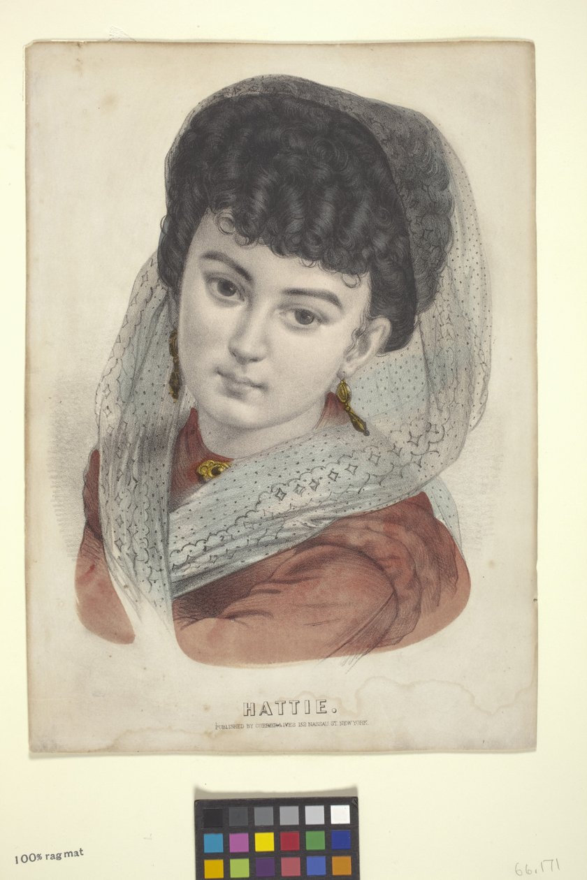Hattie (litografía coloreada a mano) de N. and Ives J.M. (1824 95) Currier