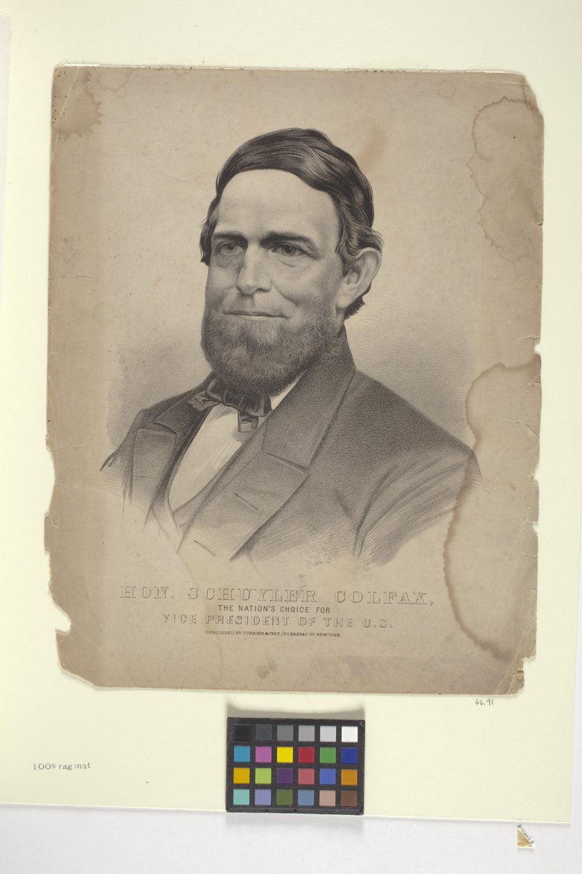 Hon. Schuyler Colfac (litografía coloreada a mano) de N. and Ives J.M. (1824 95) Currier