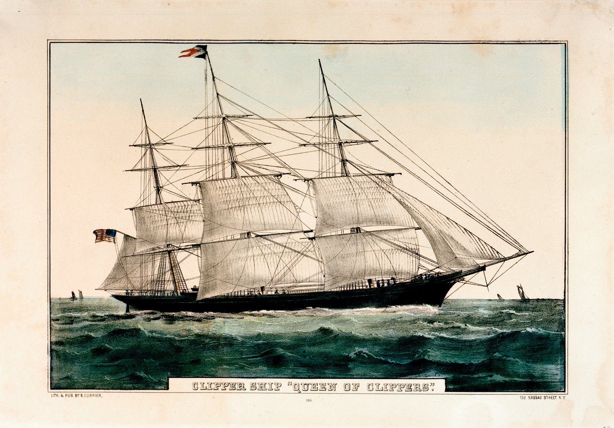 Litografía titulada "Clipper Ship 