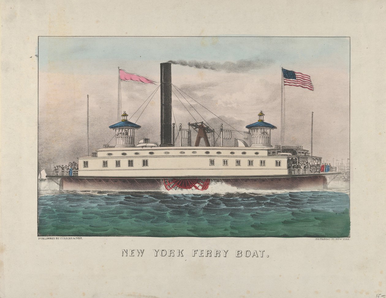 Ferry de Nueva York, c.1860-65 (litografía coloreada a mano) de Currier and Ives