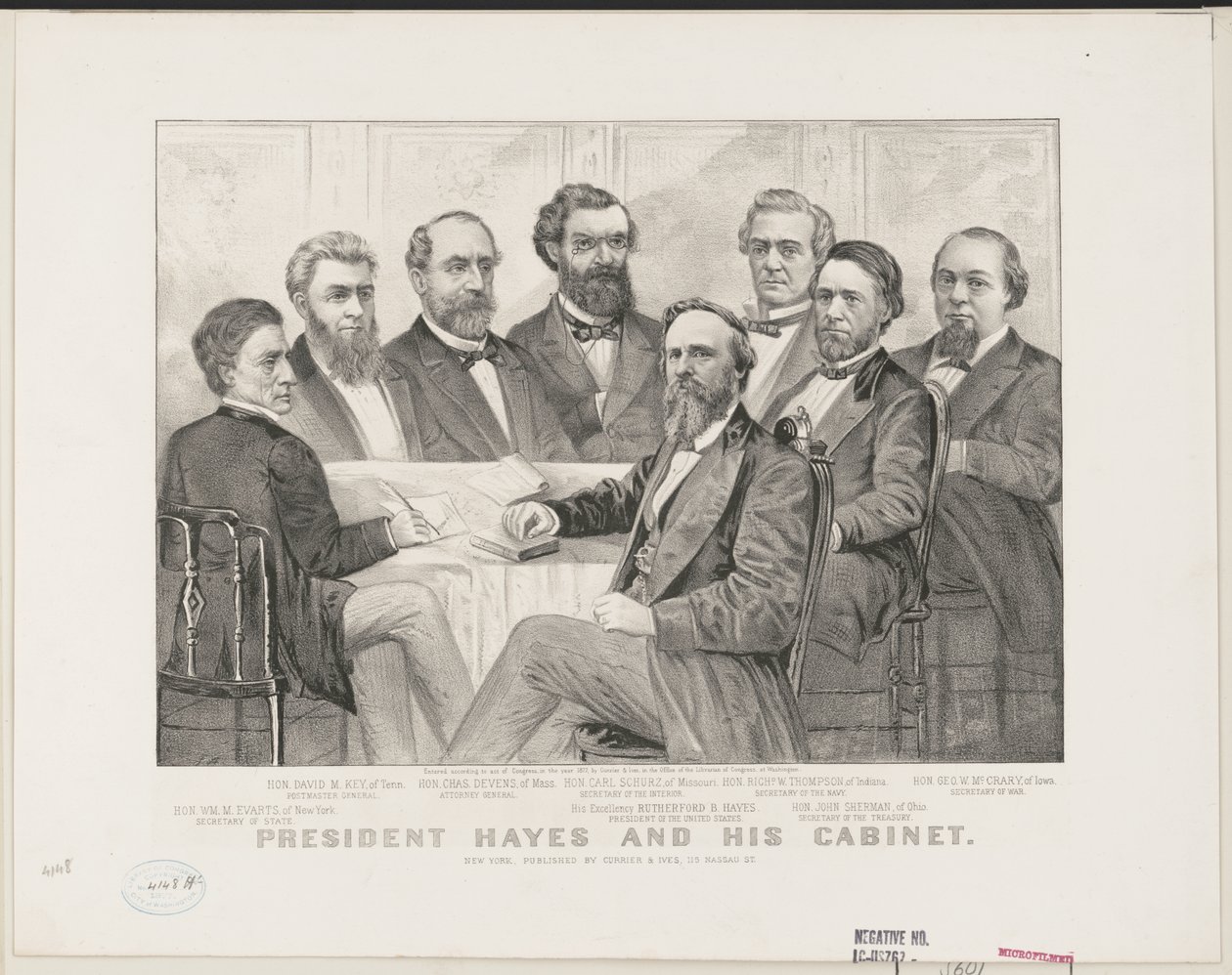 Presidente Hayes y su gabinete, c.1877 de Currier and Ives