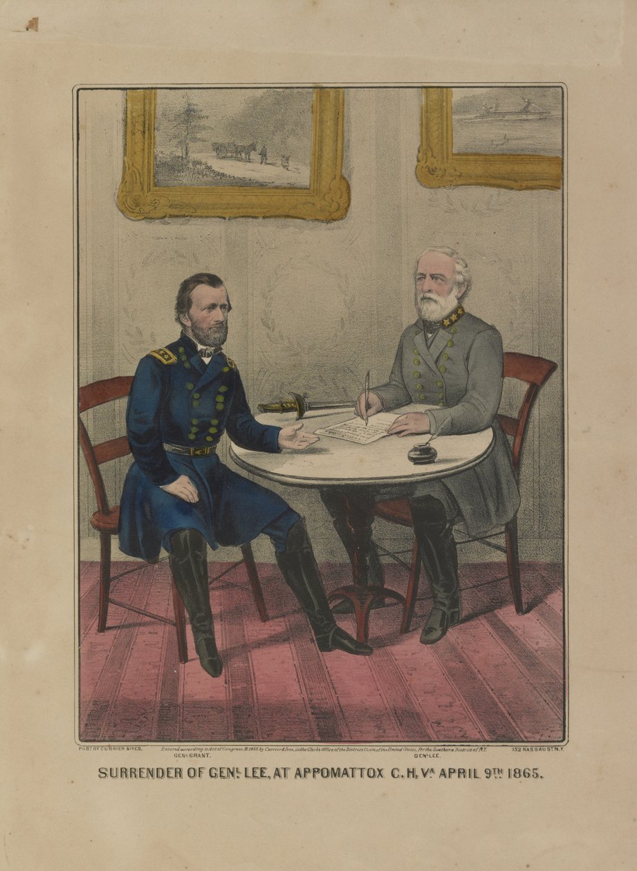 Rendición del General Lee, en Appomattox C.H. Va. 9 de Abril de 1865 de Currier and Ives