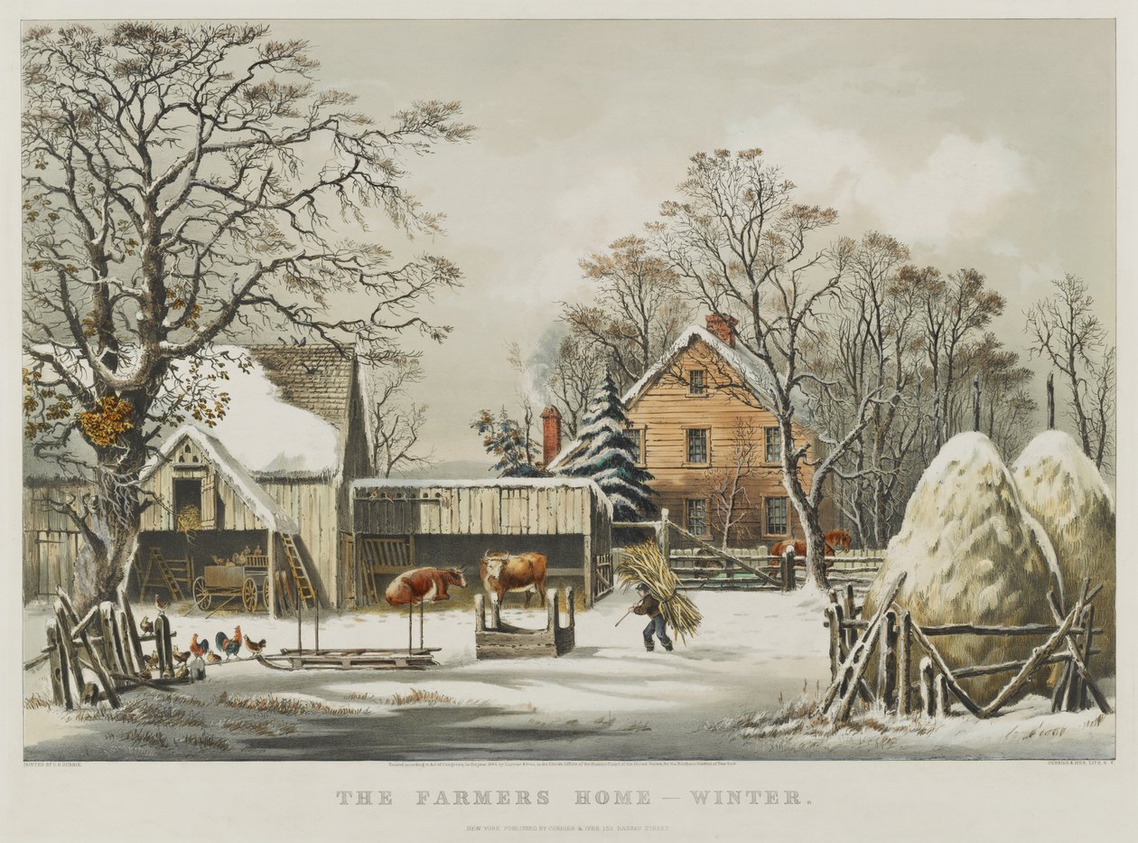 El hogar del granjero - Invierno de Currier and Ives