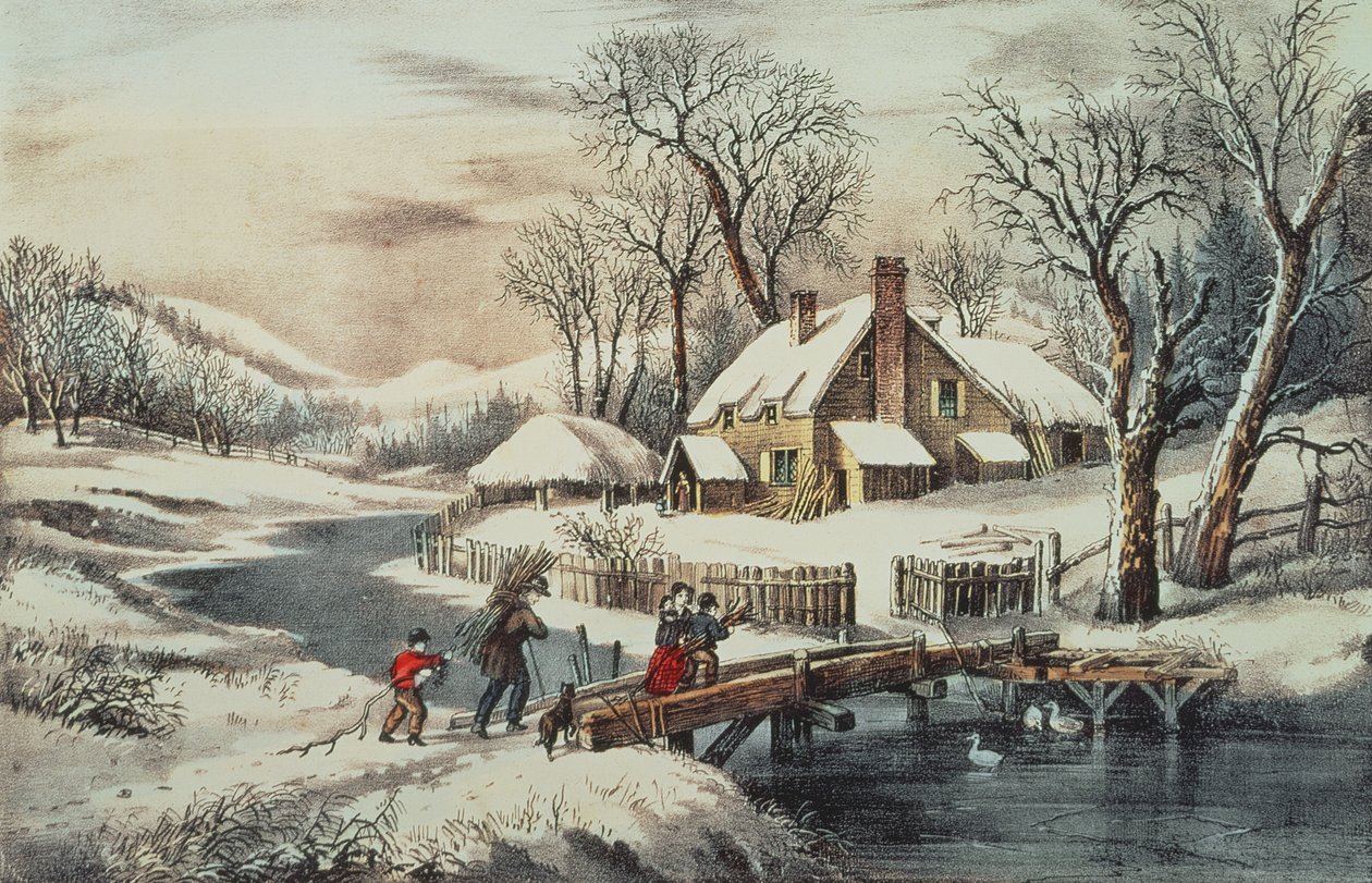 El invierno de Ingleside, publicado por Currier & Ives (impreso) de N. Currier and Ives J.M.