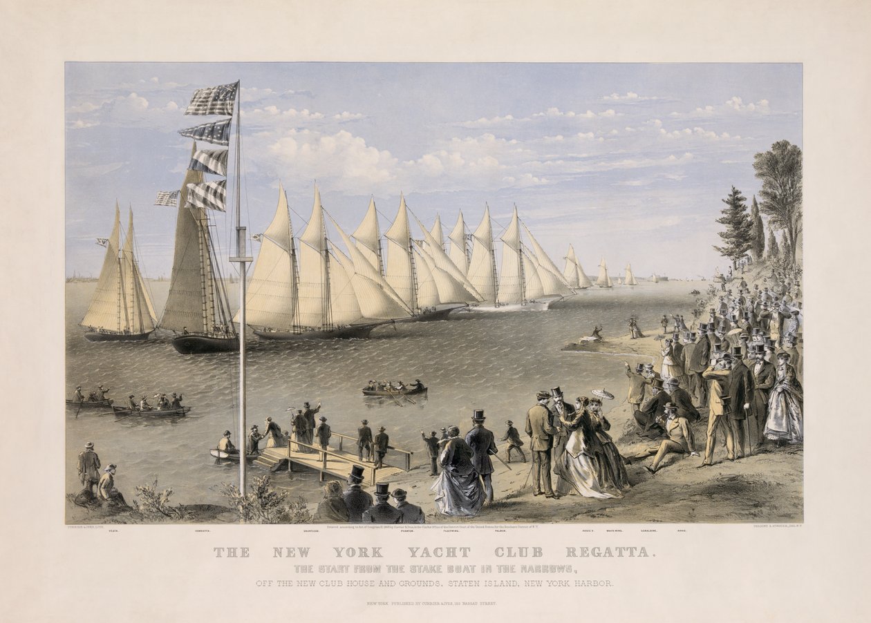 Regata del Club de Yates de Nueva York de Currier and Ives
