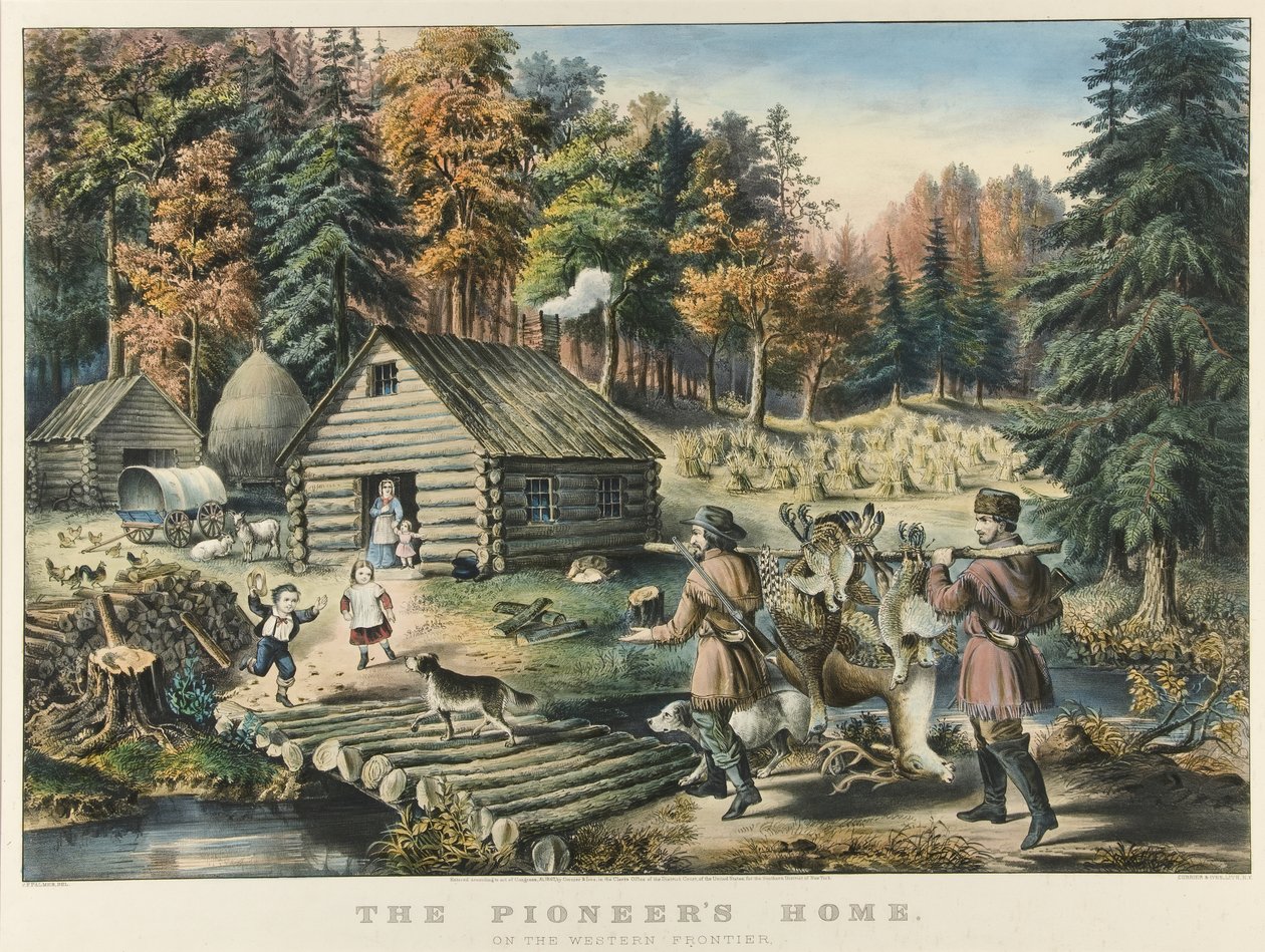 El Hogar del Pionero en la Frontera Occidental de Currier and Ives