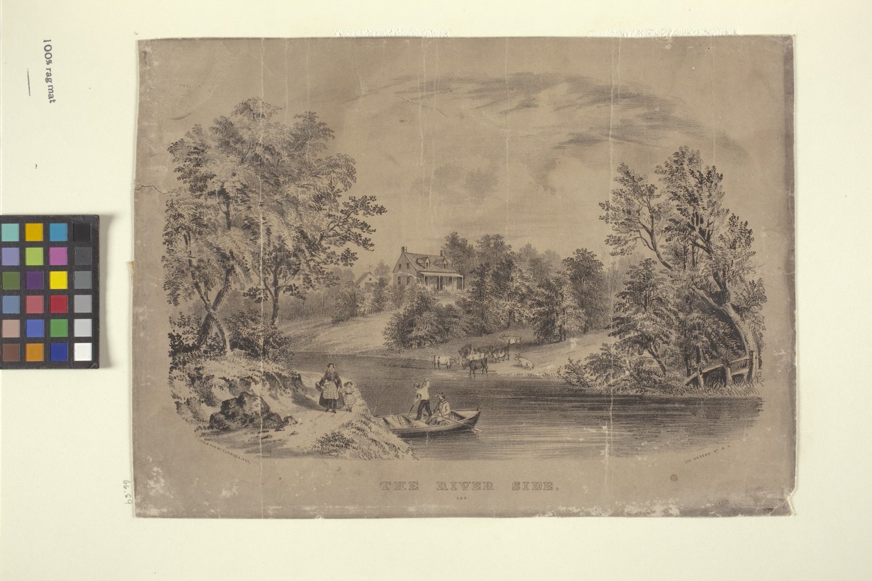 La orilla del río (litografía) de N. and Ives J.M. (1824 95) Currier