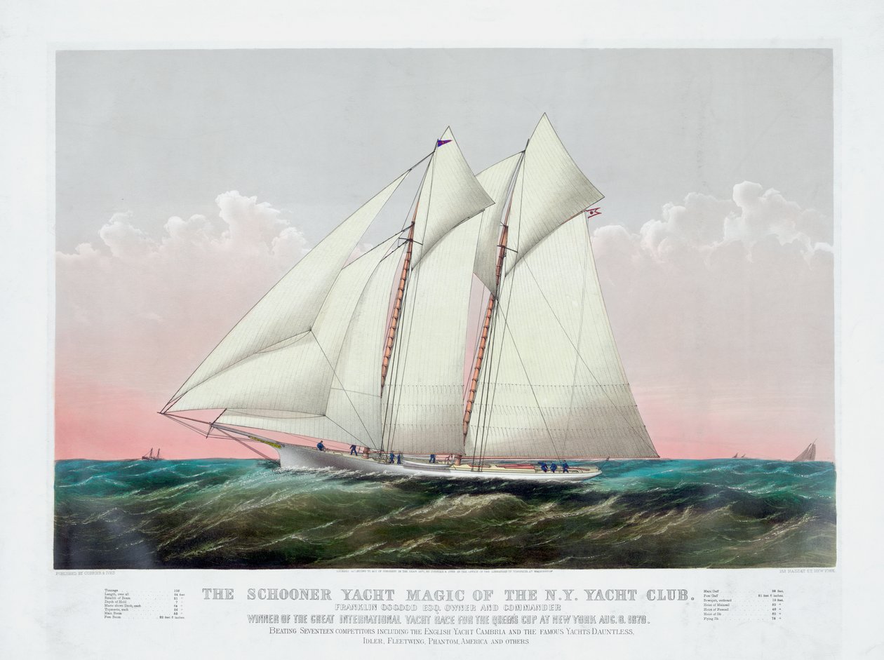 El bergantín Magic del New York Yacht Club de Currier and Ives